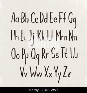 Alphabet dessiné à la main avec stylo dans le dessin de tableau noir. Illustration de Vecteur