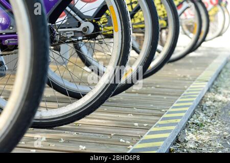 Vienne, Autriche. Location de vélos au parking pour vélos Banque D'Images