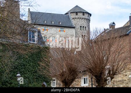 Vue à bas angle sur le château de Stolberg à Stolberg, Eifel, Allemagne Banque D'Images
