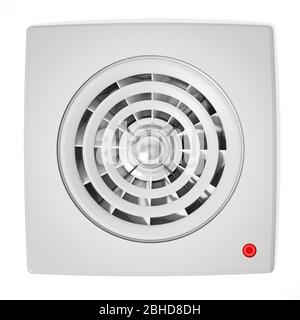 Ventilateur de plafond à grille de dépôt isolé sur fond blanc. Illustration tridimensionnelle. Banque D'Images