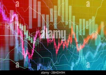 graphique de la bourse, écran de négociation de forex Banque D'Images