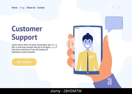 Modèle de bannière d'assistant en ligne pour la conception Web. Chatbot concept avec un robot Illustration de Vecteur