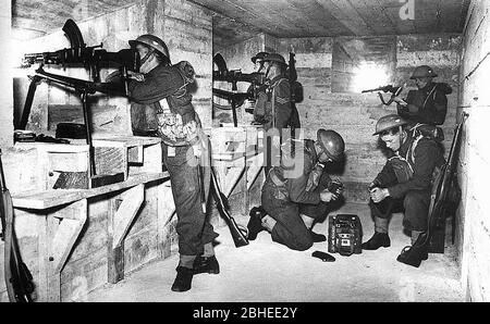 Troupes écossaises en seconde Guerre mondiale. Beach défense bunker, Grande-Bretagne Banque D'Images