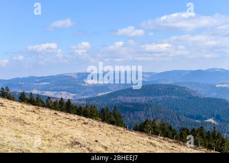 Vue sur Feldberg depuis le Mont Belchen. Banque D'Images