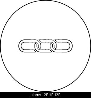 Liens de chaîne icône de verrouillage dans le cercle contour rond noir illustration vectorielle couleur plate image simple Illustration de Vecteur