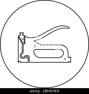 Agrafeuse de construction pistolet de travail pour construire l'icône dans le cercle contour rond noir illustration vectorielle plate style simple image Illustration de Vecteur