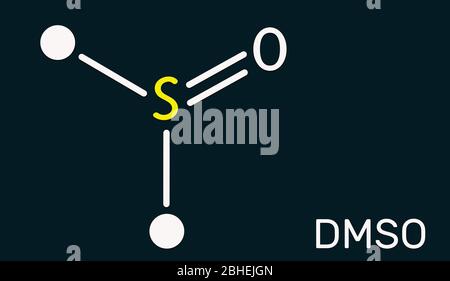 Sulfoxyde de diméthyle, DMSO, molécule de Ca-6. Il s'agit d'un composé organosulfuré, solvant aprotique polaire. Formule chimique du squelette. Illustration Banque D'Images