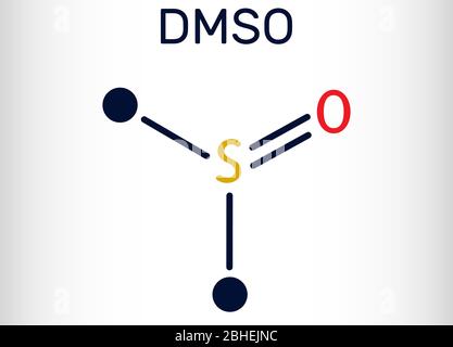 Sulfoxyde de diméthyle, DMSO, molécule de Ca-6. Il s'agit d'un composé organosulfuré, solvant aprotique polaire. Formule chimique du squelette. Illustration vectorielle Illustration de Vecteur