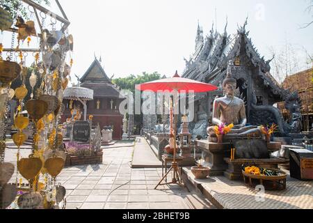 Temple de budhist argent Wat Sri Suphan à Chiang Mai, Thaïlande du Nord Banque D'Images