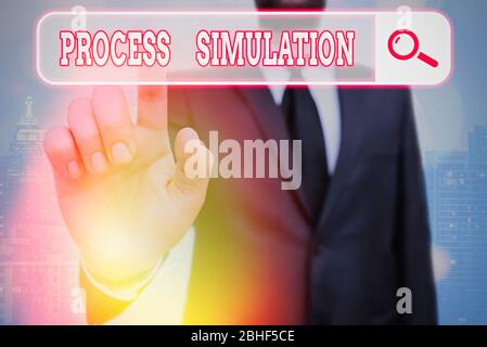 Note d'écriture montrant Process Simulation. Concept commercial pour l'étude de représentation technique d'un système Banque D'Images