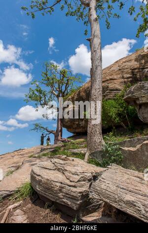 Les touristes dans la réserve de jeu Sai près d'Accra, Ghana. Banque D'Images