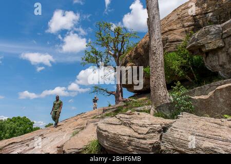 Les touristes dans la réserve de jeu Sai près d'Accra, Ghana. Banque D'Images