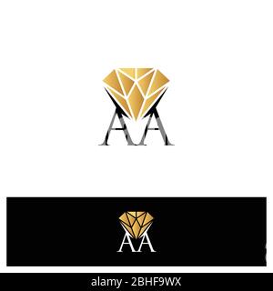 Lettre AA de luxe avec diamant pour votre symbole d'affaires. Conception de concept vectoriel de symbole de luxe. Illustration vectorielle EPS.8 EPS.10 Illustration de Vecteur