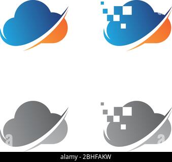 Définissez l'icône de symbole de nuage informatique numérique dans un motif graphique plat isolé sur un fond blanc. Nuage de conception plate pour symbole, icône, web et conception d'applications. Vecteur i Illustration de Vecteur