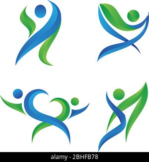 Vector 2D symbole de l'icône personnes abstraites avec couleur bleu et vert. Personnes en forme abstraite. Illustration vectorielle EPS.8 EPS.10 Illustration de Vecteur