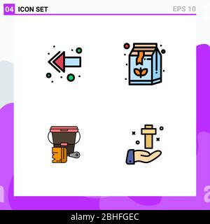 Pack de 4 symboles universels de flèche, couleur, boisson, boisson, éléments de conception vectoriel modifiables à la main Illustration de Vecteur