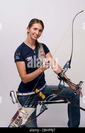 Archer Jennifer Nichols au Team USA Media Summit à Dallas, au Texas, avant les Jeux Olympiques de Londres 2012. 14 mai 2012 © Bob Daemmrich Banque D'Images