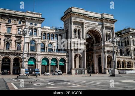 galleria vittorio emanuele pendant la ville de Milan pendant l'urgence de Coronavirus, , Milan, Italie, 19 avril 2020 Banque D'Images