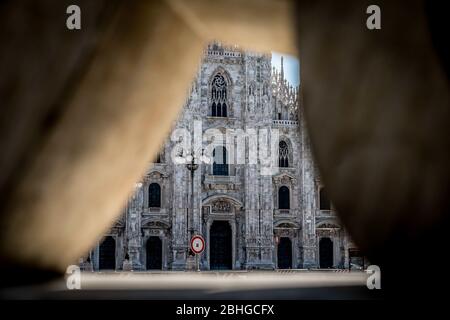 duomo pendant la ville de Milan pendant l'urgence de Coronavirus, , Milan, Italie, 19 avril 2020 Banque D'Images