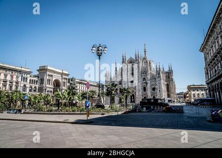 duomo pendant la ville de Milan pendant l'urgence de Coronavirus, , Milan, Italie, 19 avril 2020 Banque D'Images