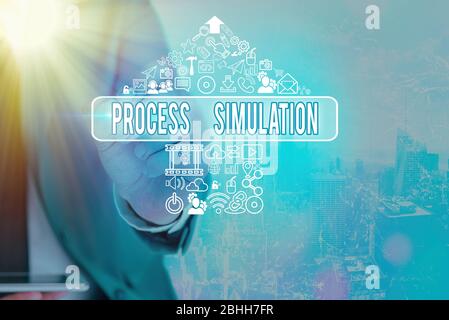 Écriture de texte écriture Simulation de processus. Photo conceptuelle Représentation technique étude réalisée d'un système Banque D'Images