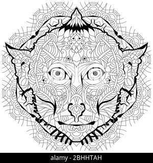 Tête de singe Zentangle avec mandala. Illustration vectorielle décorative dessinée à la main pour la coloration Illustration de Vecteur