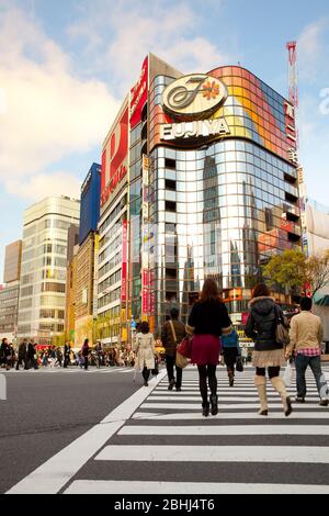 Ginza, Tokyo, région de Kanto, Honshu, Japon - traversée de Sukiyabashi dans le quartier animé de Ginza. Banque D'Images