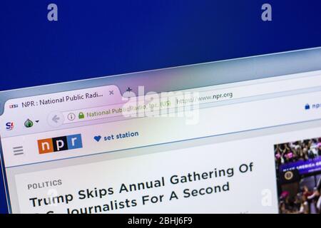 Ryazan, Russie - 29 avril 2018 : page d'accueil du site Web de la radio publique nationale sur l'affichage de PC, URL - NPR.org. Banque D'Images