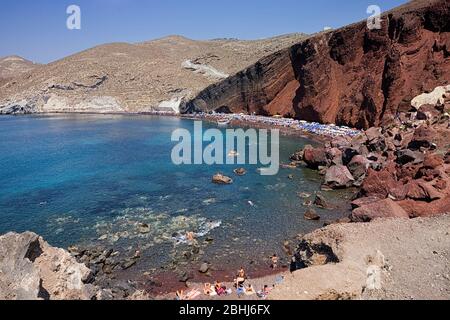 Plage rouge de Santorin, Fira, Grèce, Cyclades, Europe du Sud Banque D'Images