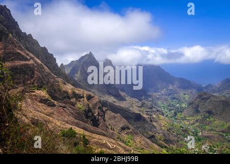 Paul Valley paysage dans l'île de Santo Antao, Cap-Vert, Afrique Banque D'Images