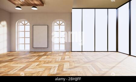 bureau intérieur vide. Rendu 3D Banque D'Images