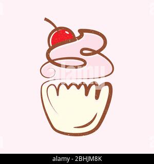 Desserts dessinés à la main - croquis cupcake design vintage style illustration vectorielle. Dessin à la main de desserts de cupcakes. Illustration vectorielle EPS.10 Illustration de Vecteur