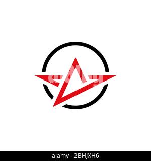 Lettre UN logo avec ailes, modèle de concept de logo en étoile, isolé sur fond blanc. Illustration de Vecteur