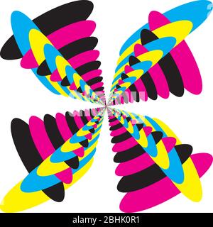 Papillon abstrait couleurs multiples Cyan Magenta jaune Noir imprimé de créateur combiné Illustration de Vecteur