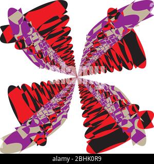 Abstrait papillon arabesque multiples couleurs Rouge Violet Beijing Noir combiné graphique coupé Illustration de Vecteur