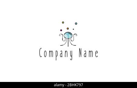 Logo vectoriel sur lequel une image abstraite de méduse avec des bulles. Illustration de Vecteur