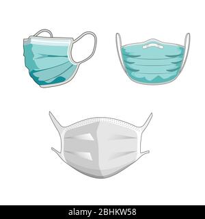 Masque médical contre le coronavirus. Masque de visage du virus infirmière du médecin. Uniforme hospitalier. Illustration graphique vectorielle Illustration de Vecteur
