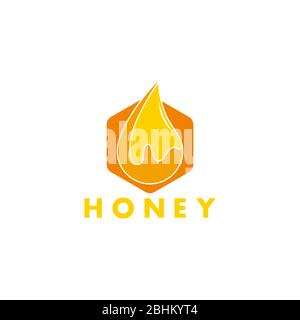 logo hexagonal jaune miel liquide symbole vecteur Illustration de Vecteur