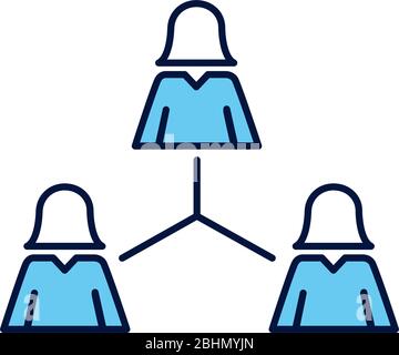 femmes avatars silhouettes ligne de réseau et de style de remplissage Illustration de Vecteur