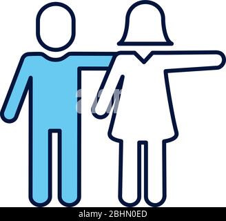couple avatars silhouettes ligne et style de remplissage Illustration de Vecteur