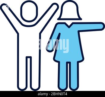 couple avatars silhouettes ligne et style de remplissage Illustration de Vecteur