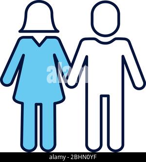 couple avatars silhouettes ligne et style de remplissage Illustration de Vecteur
