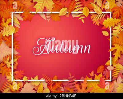 Présentation de l'arrière-plan de la vente d'automne dans le cadre des feuilles. Vente de courses ou poster promotionnel et dépliant ou bannière Web. SPE 10 Illustration de Vecteur