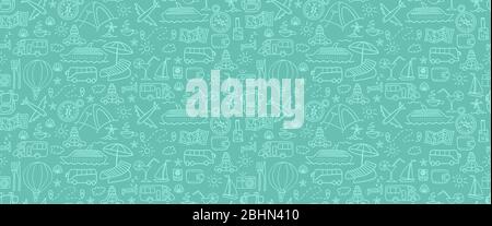 Voyage et vacances lumière fond. Le tourisme d'été modèle sans couture. Illustration vectorielle. Illustration de Vecteur