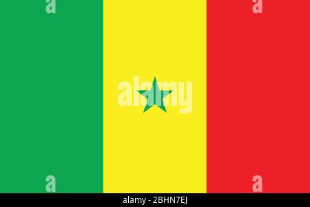 Graphique vectoriel du drapeau du Sénégal. Illustration du drapeau sénégalais rectangulaire. Le drapeau du pays du Sénégal est un symbole de liberté, de patriotisme et d'indépendance. Illustration de Vecteur