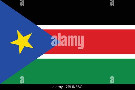 Graphique vectoriel du drapeau du Soudan du Sud. Illustration du rectangle du drapeau sud-soudanais. Le drapeau du pays du Soudan du Sud est un symbole de liberté, de patriotisme et d'indépension Illustration de Vecteur