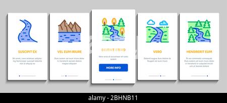 Icônes des éléments d'intégration du paysage fluvial définir le vecteur Illustration de Vecteur