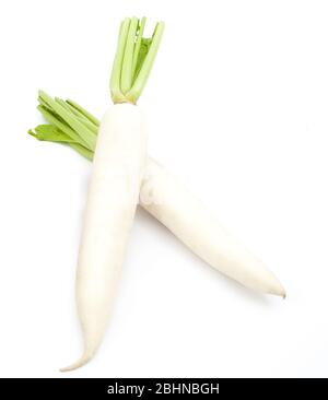 Les radis daikon isolé sur fond blanc Banque D'Images