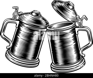 Stein de bière Oktoberfest allemand Pint Tankard Mugs Illustration de Vecteur