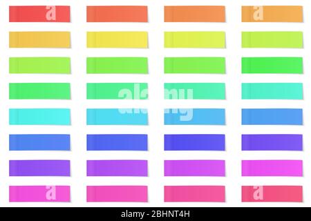 Jeu d'autocollants en papier de couleur. Illustration vectorielle. Autocollants post note isolés. Des notes adhésives réalistes. Illustration de Vecteur